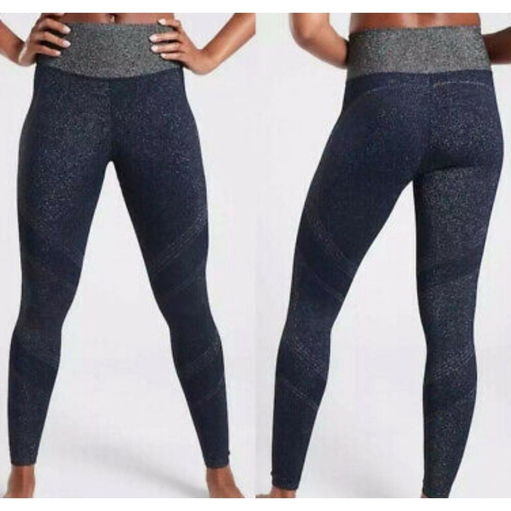 Athleta Women's Twilight Skinny Metallic Glitter Leggings Black Size S